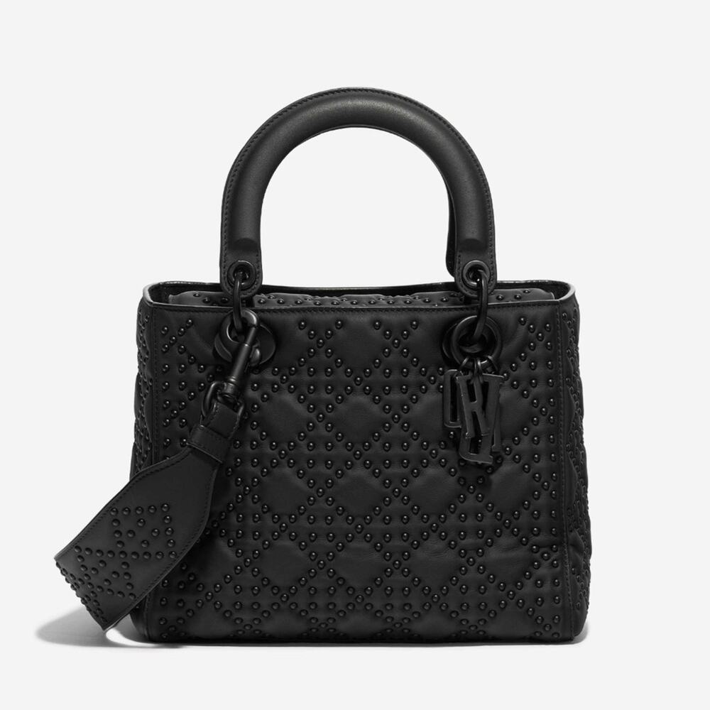 Christian Dior Medium Lady Dior So Black Studded Bag